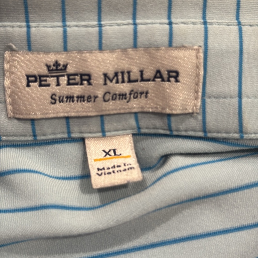 Peter Millar Summer Comfort Blue Striped Golf Polo Shirt Short Sleeve Size‎ XL - Picture 3 of 7